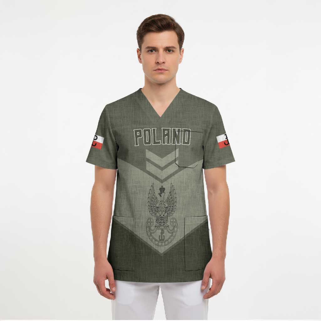 Personalized Poland Home Army Scrub Top Armia Krajowa Military Eagle Chevron Design