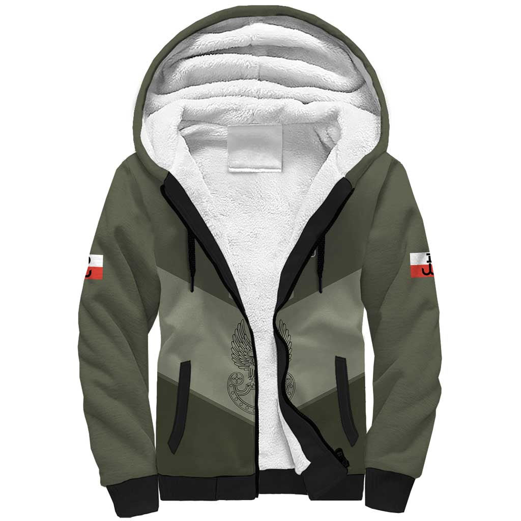 Personalized Poland Home Army Sherpa Hoodie Armia Krajowa Military Eagle Chevron Design