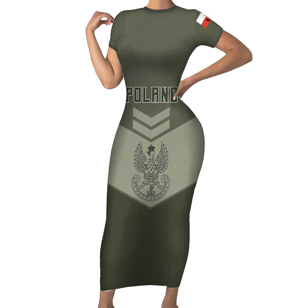 Personalized Poland Home Army Short Sleeve Bodycon Dress Armia Krajowa Military Eagle Chevron Design