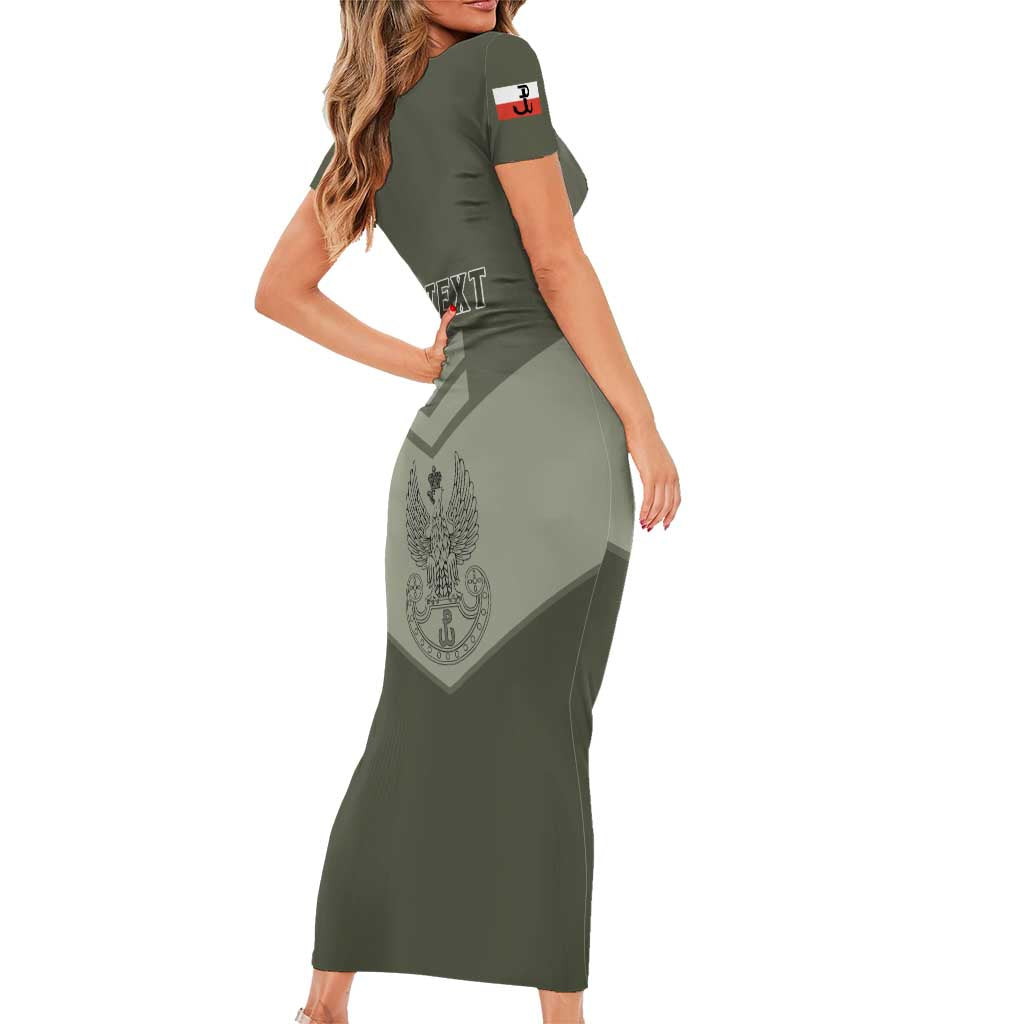 Personalized Poland Home Army Short Sleeve Bodycon Dress Armia Krajowa Military Eagle Chevron Design