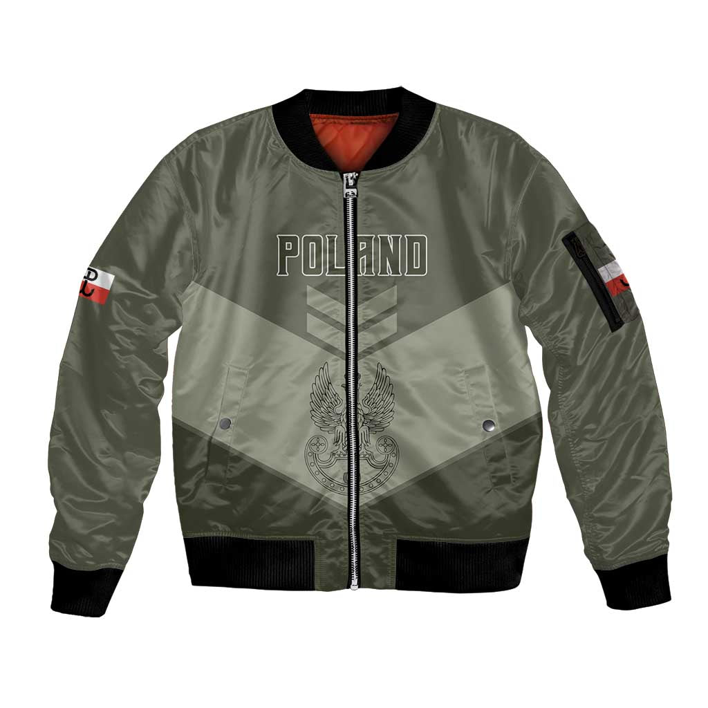 Personalized Poland Home Army Sleeve Zip Bomber Jacket Armia Krajowa Military Eagle Chevron Design