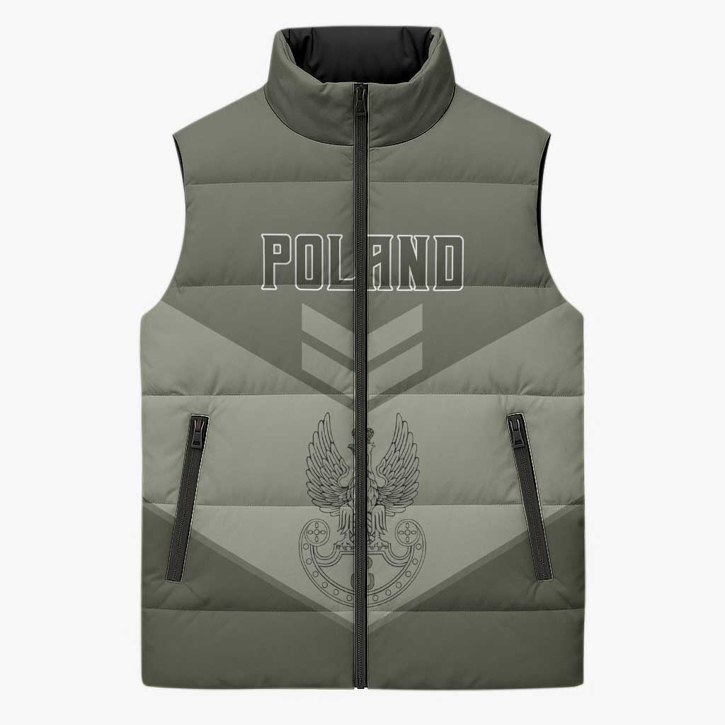 Personalized Poland Home Army Sleeveless Puffer Jacket Armia Krajowa Military Eagle Chevron Design