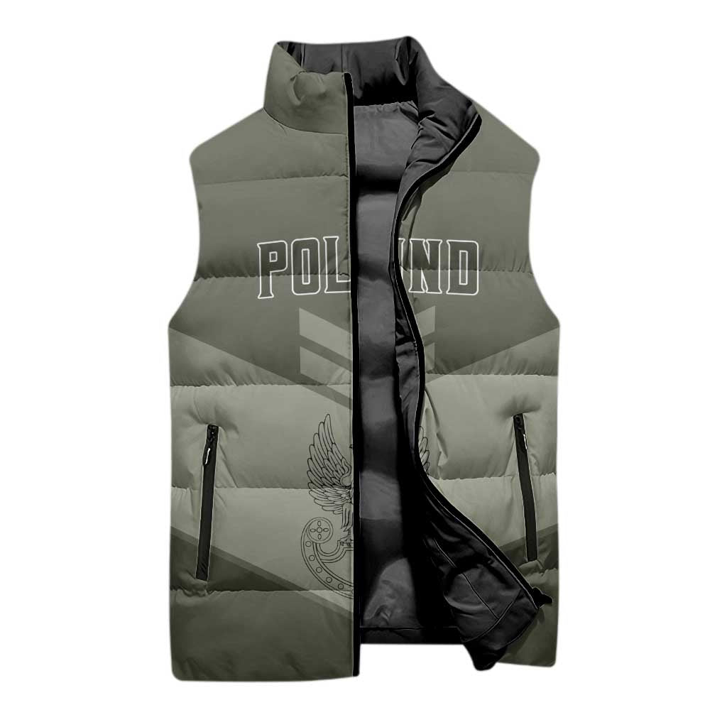 Personalized Poland Home Army Sleeveless Puffer Jacket Armia Krajowa Military Eagle Chevron Design
