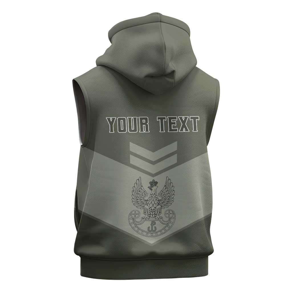 Personalized Poland Home Army Sleeveless Zip Hoodie Armia Krajowa Military Eagle Chevron Design