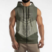 Personalized Poland Home Army Sleeveless Zip Hoodie Armia Krajowa Military Eagle Chevron Design