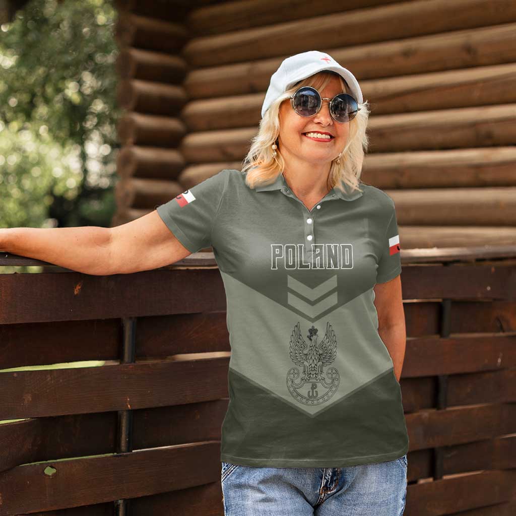 Personalized Poland Home Army Women Polo Shirt Armia Krajowa Military Eagle Chevron Design