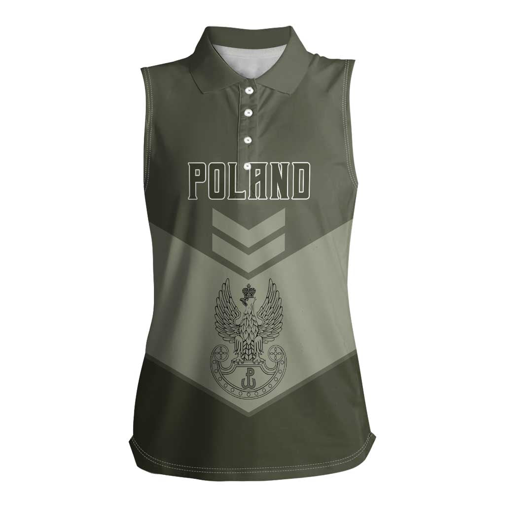 Personalized Poland Home Army Women Sleeveless Polo Shirt Armia Krajowa Military Eagle Chevron Design