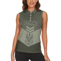Personalized Poland Home Army Women Sleeveless Polo Shirt Armia Krajowa Military Eagle Chevron Design