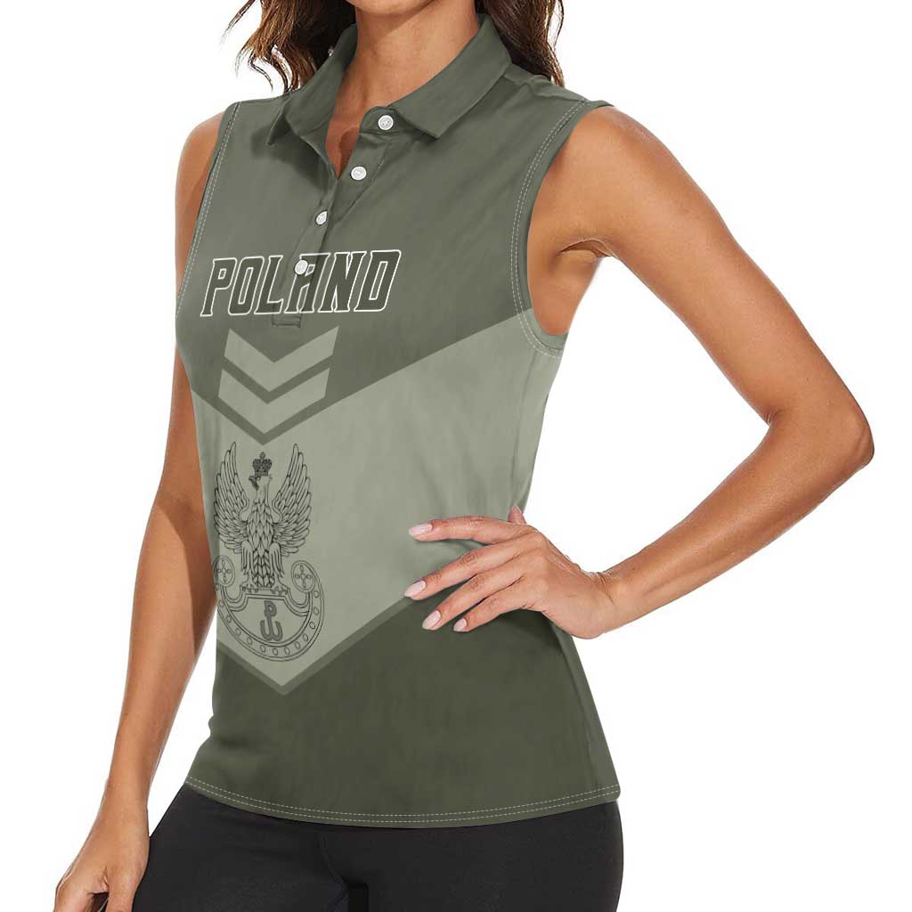 Personalized Poland Home Army Women Sleeveless Polo Shirt Armia Krajowa Military Eagle Chevron Design
