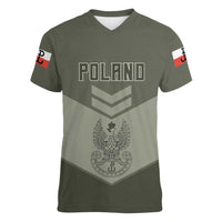 Personalized Poland Home Army Women V-Neck T-Shirt Armia Krajowa Military Eagle Chevron Design