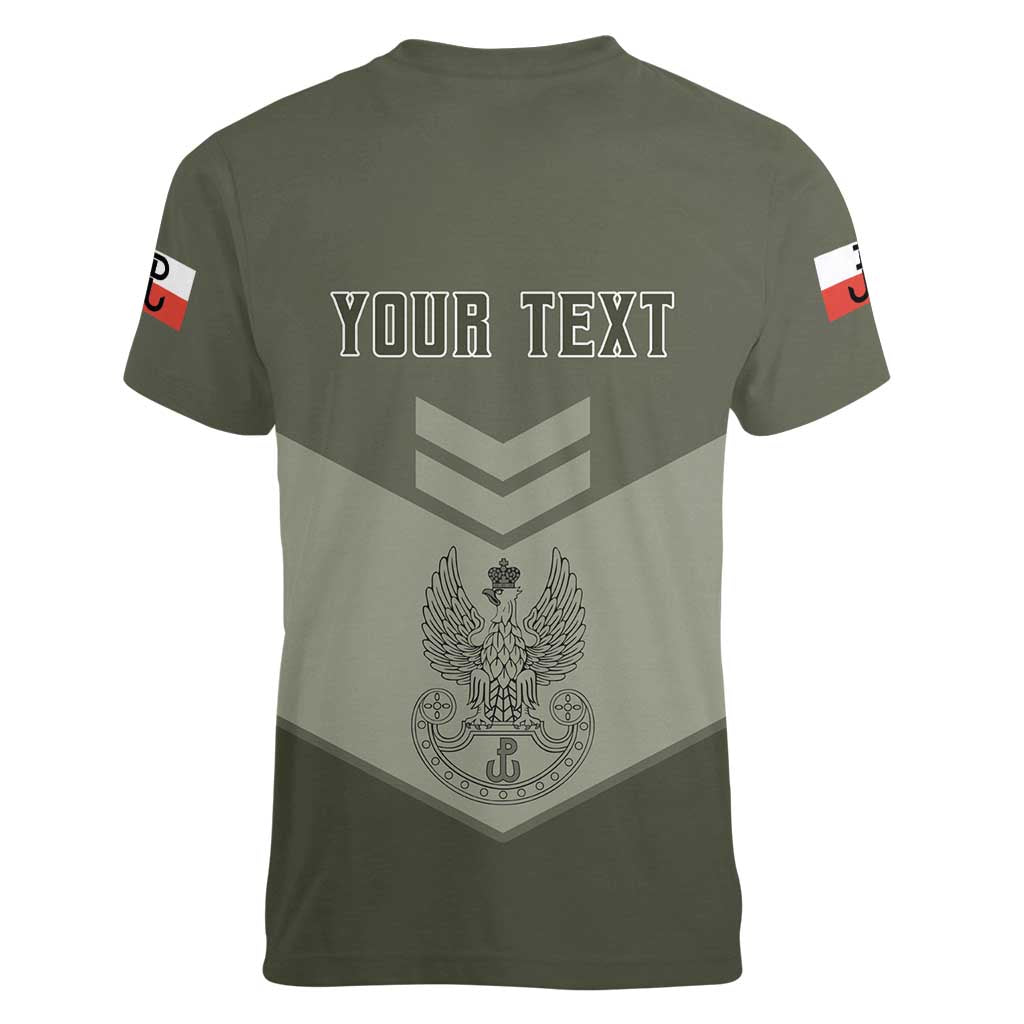 Personalized Poland Home Army Women V-Neck T-Shirt Armia Krajowa Military Eagle Chevron Design