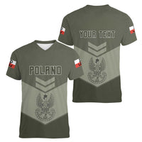 Personalized Poland Home Army Women V-Neck T-Shirt Armia Krajowa Military Eagle Chevron Design