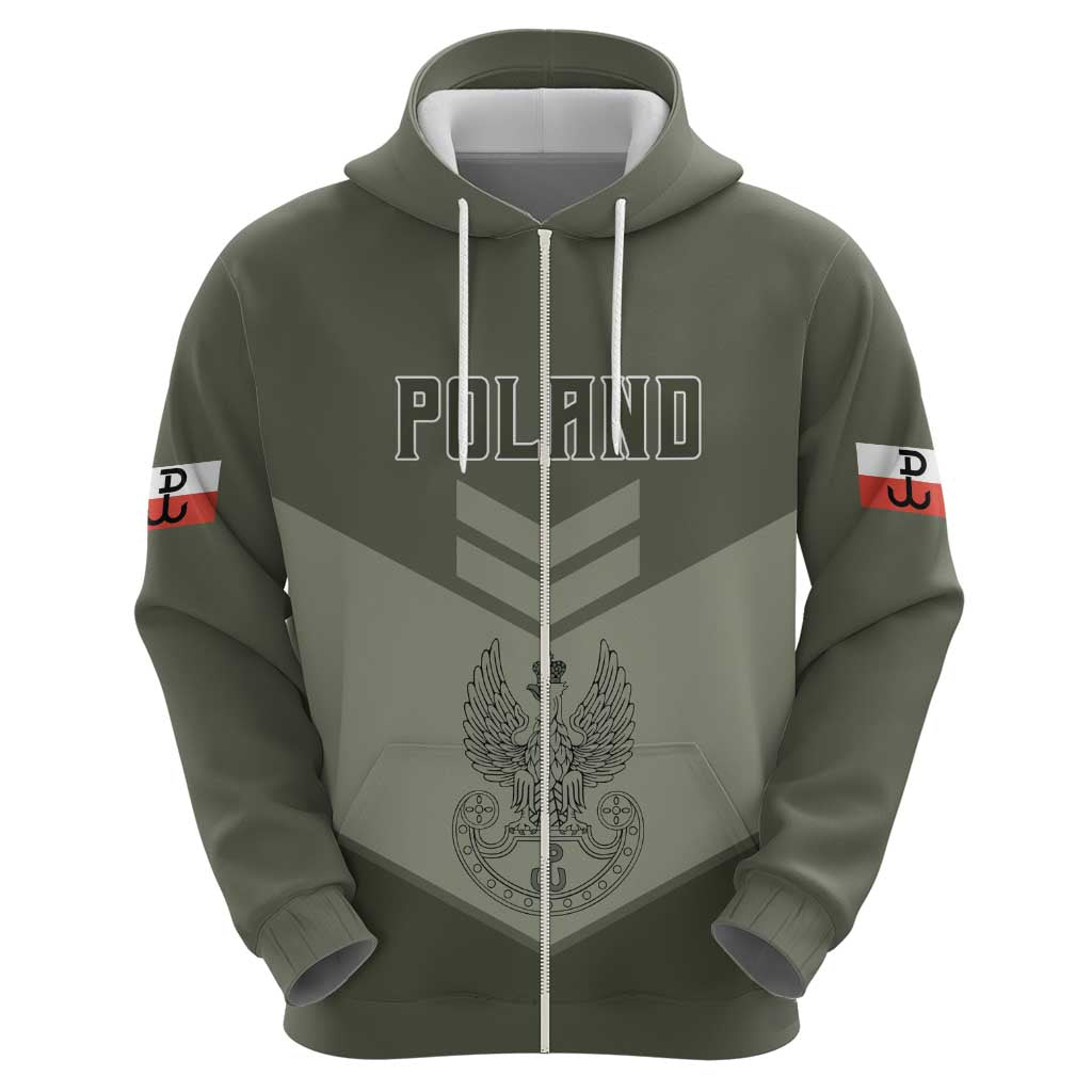 Personalized Poland Home Army Zip Hoodie Armia Krajowa Military Eagle Chevron Design