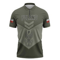 Personalized Poland Home Army Zipper Polo Shirt Armia Krajowa Military Eagle Chevron Design