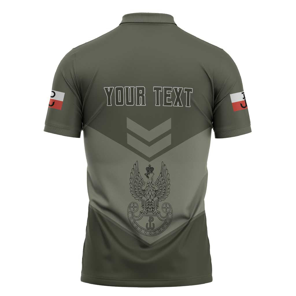 Personalized Poland Home Army Zipper Polo Shirt Armia Krajowa Military Eagle Chevron Design