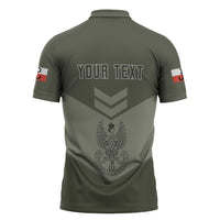 Personalized Poland Home Army Zipper Polo Shirt Armia Krajowa Military Eagle Chevron Design