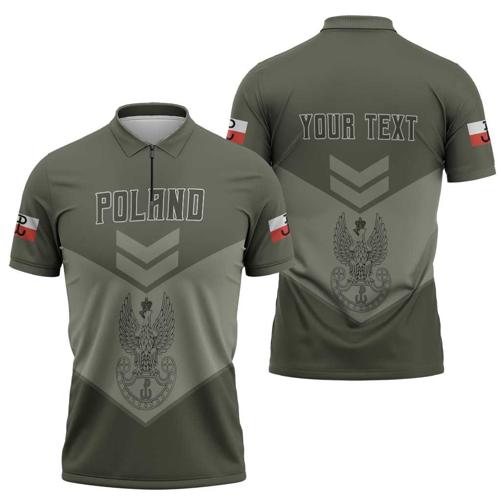 Personalized Poland Home Army Zipper Polo Shirt Armia Krajowa Military Eagle Chevron Design
