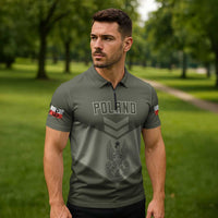 Personalized Poland Home Army Zipper Polo Shirt Armia Krajowa Military Eagle Chevron Design