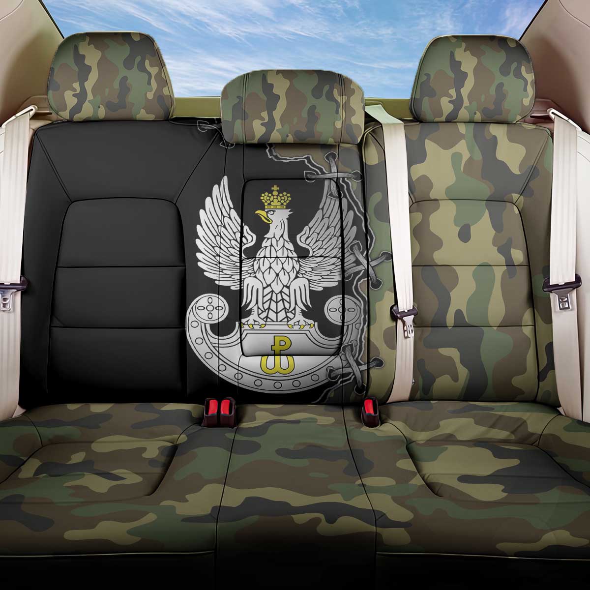 Poland Home Army Back Car Seat Cover Armia Krajowa Military Eagle