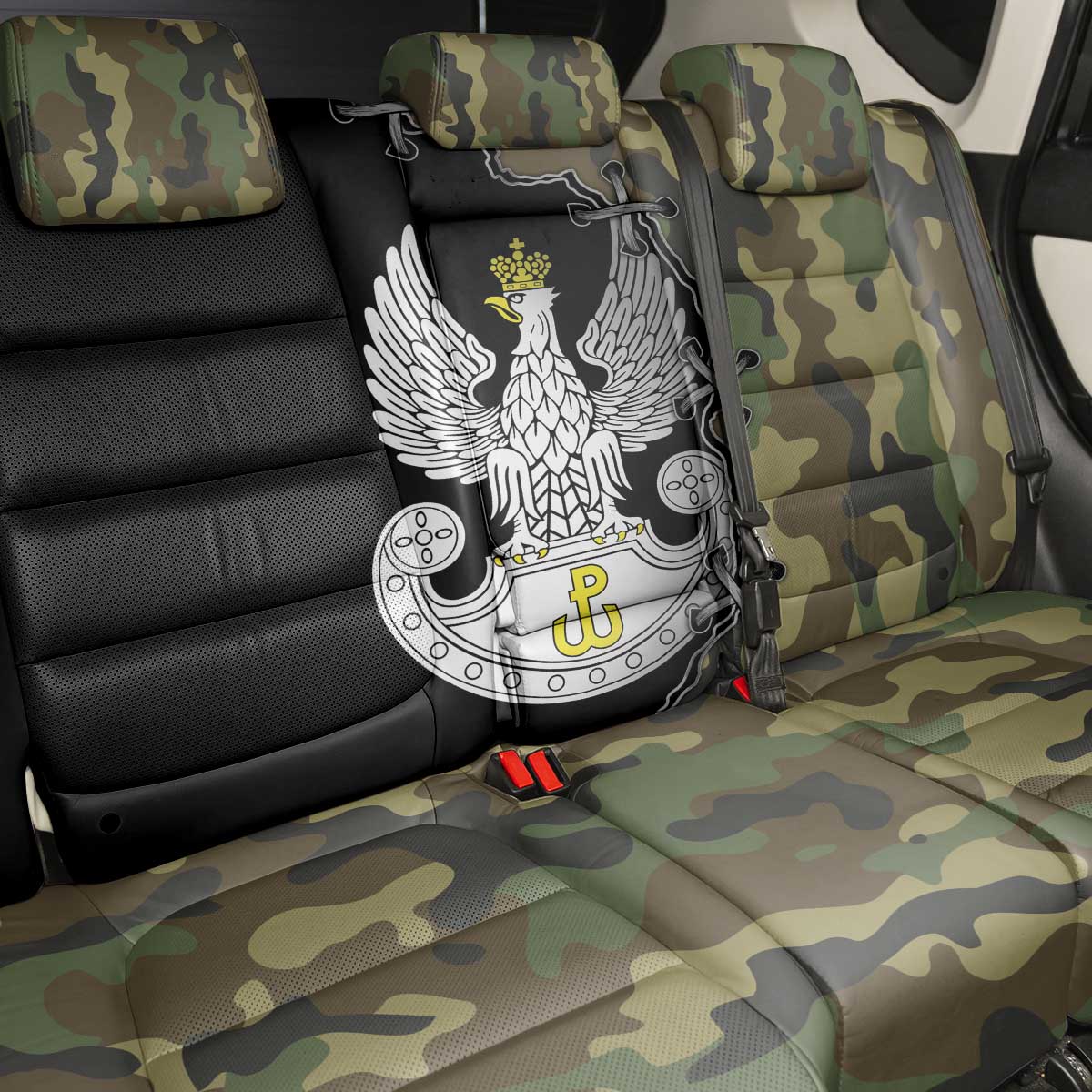 Poland Home Army Back Car Seat Cover Armia Krajowa Military Eagle