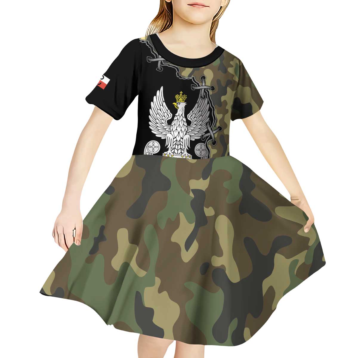 Poland Home Army Kid Short Sleeve Dress Armia Krajowa Military Eagle