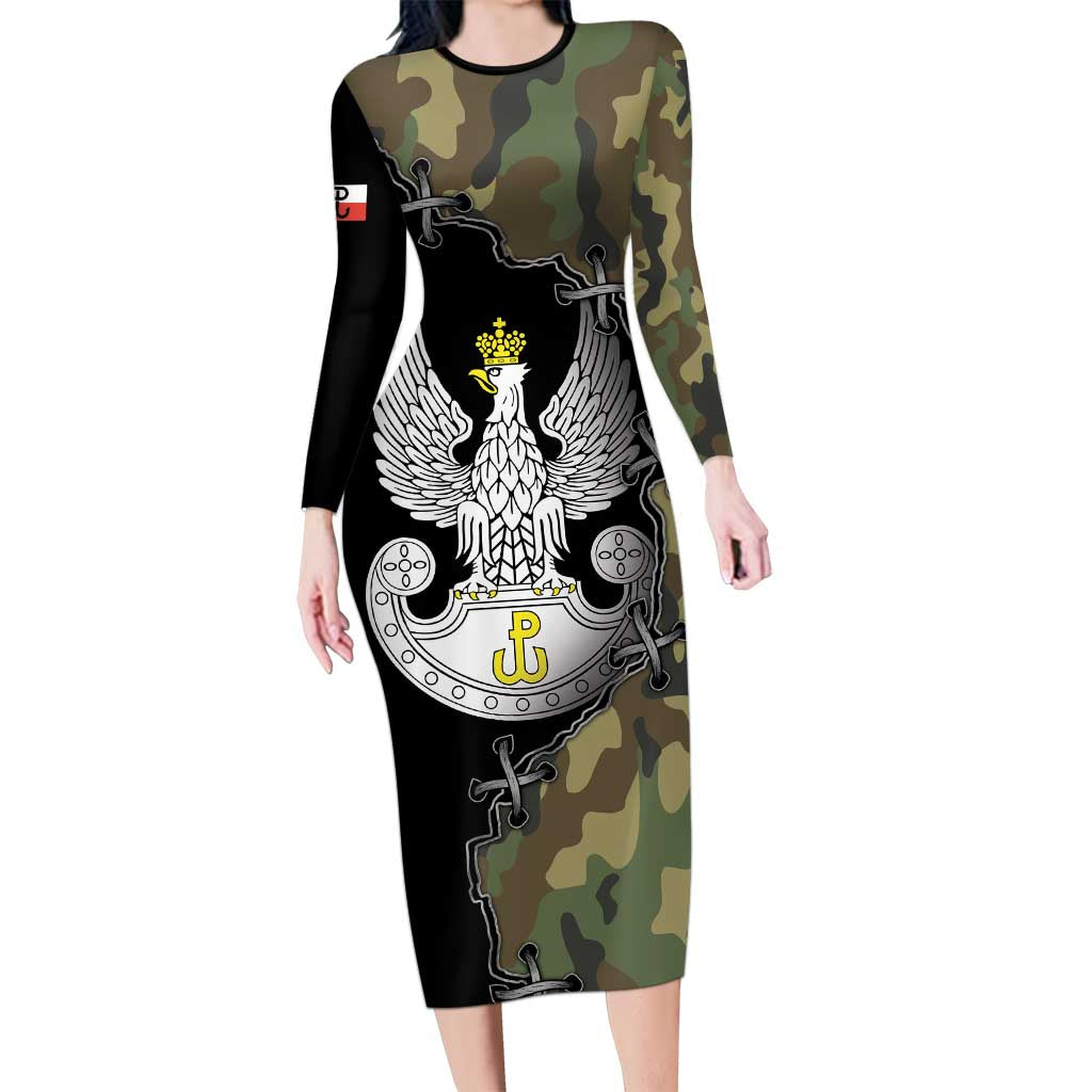 Poland Home Army Long Sleeve Bodycon Dress Armia Krajowa Military Eagle