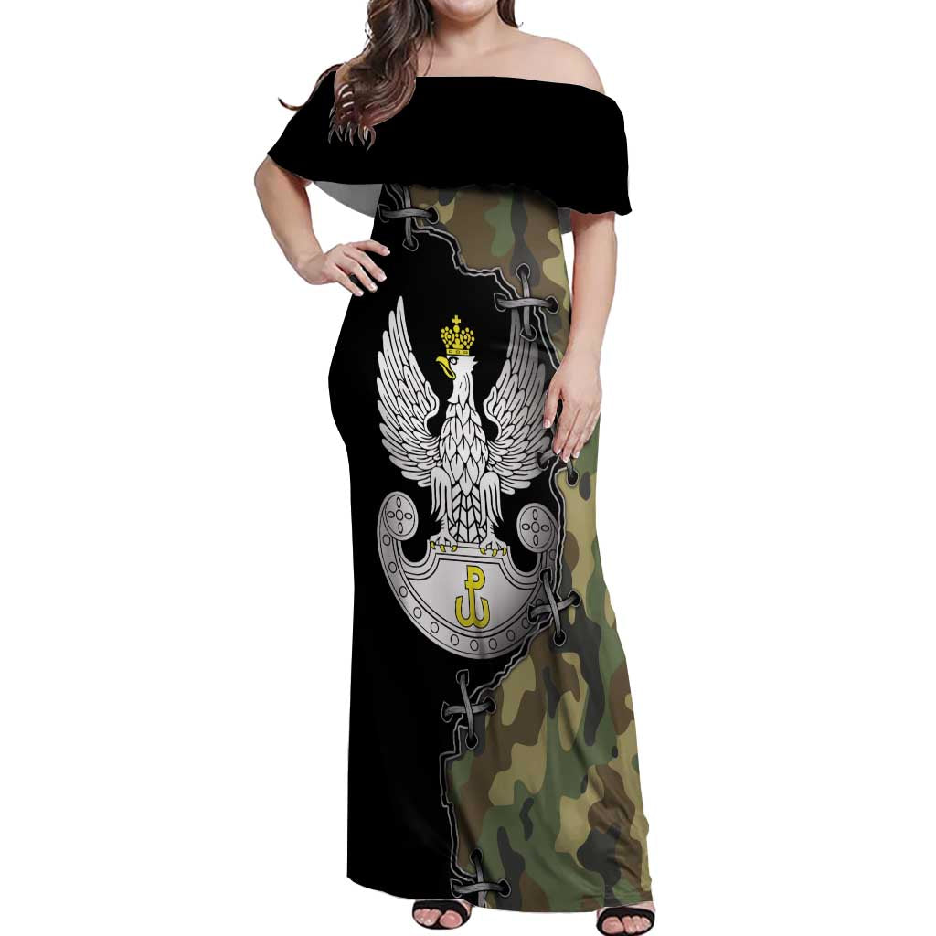 Poland Home Army Off Shoulder Maxi Dress Armia Krajowa Military Eagle