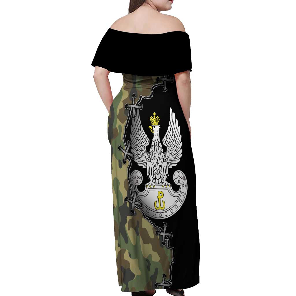 Poland Home Army Off Shoulder Maxi Dress Armia Krajowa Military Eagle