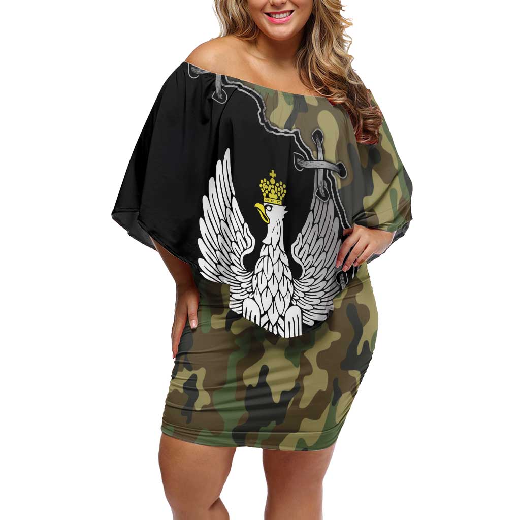 Poland Home Army Off Shoulder Short Dress Armia Krajowa Military Eagle