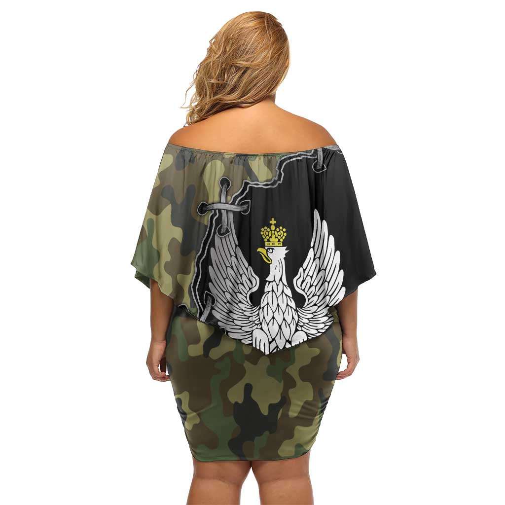 Poland Home Army Off Shoulder Short Dress Armia Krajowa Military Eagle
