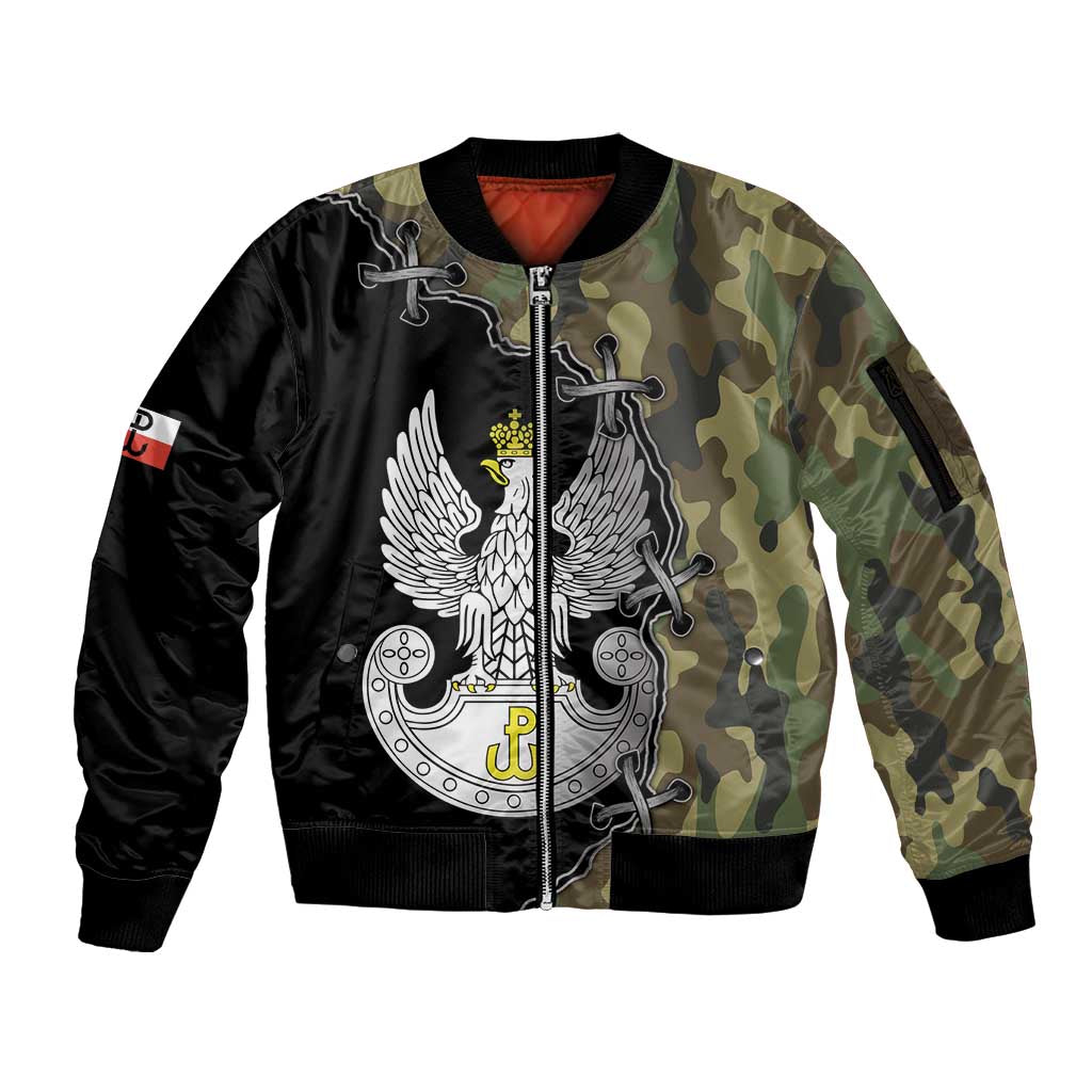 Poland Home Army Sleeve Zip Bomber Jacket Armia Krajowa Military Eagle