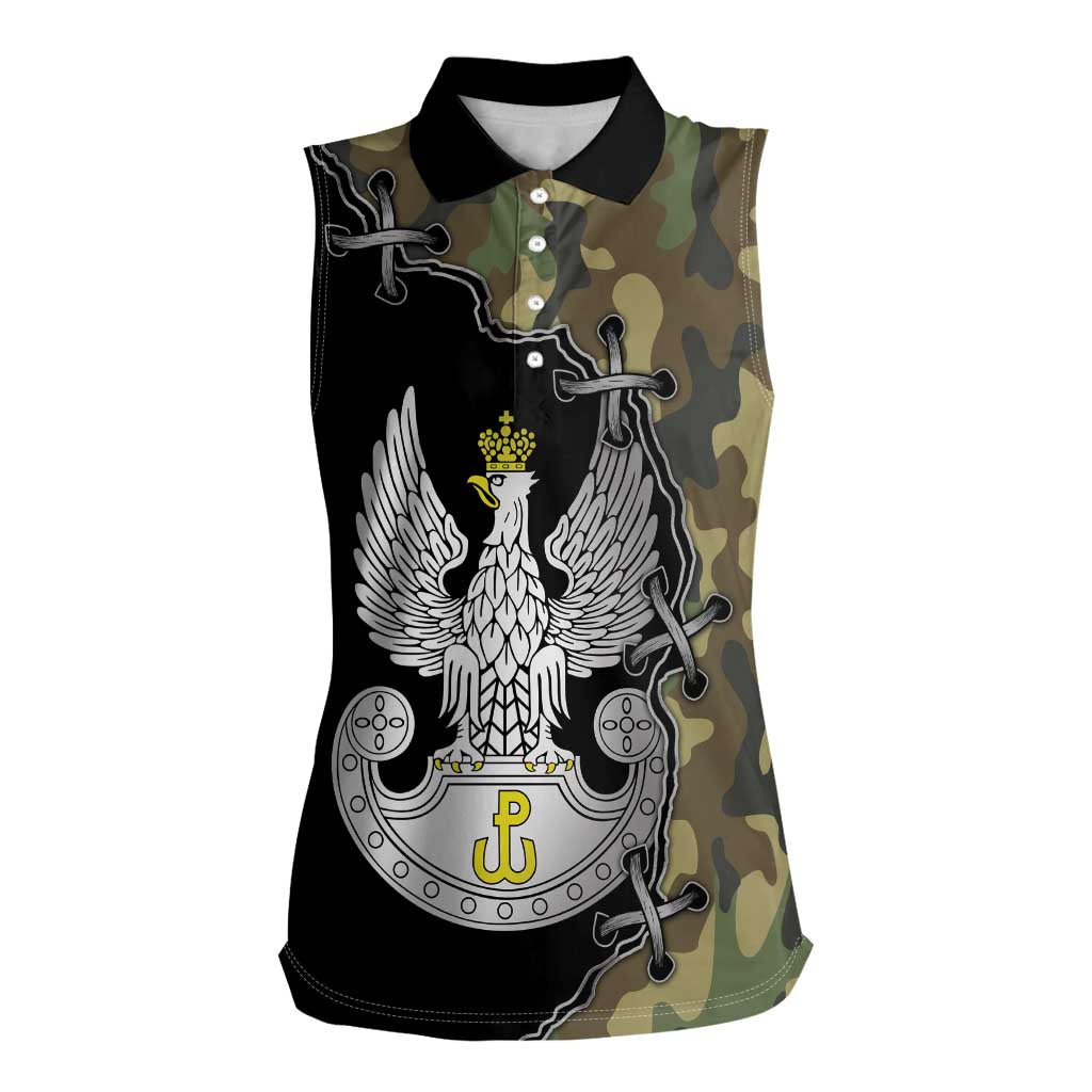 Poland Home Army Women Sleeveless Polo Shirt Armia Krajowa Military Eagle