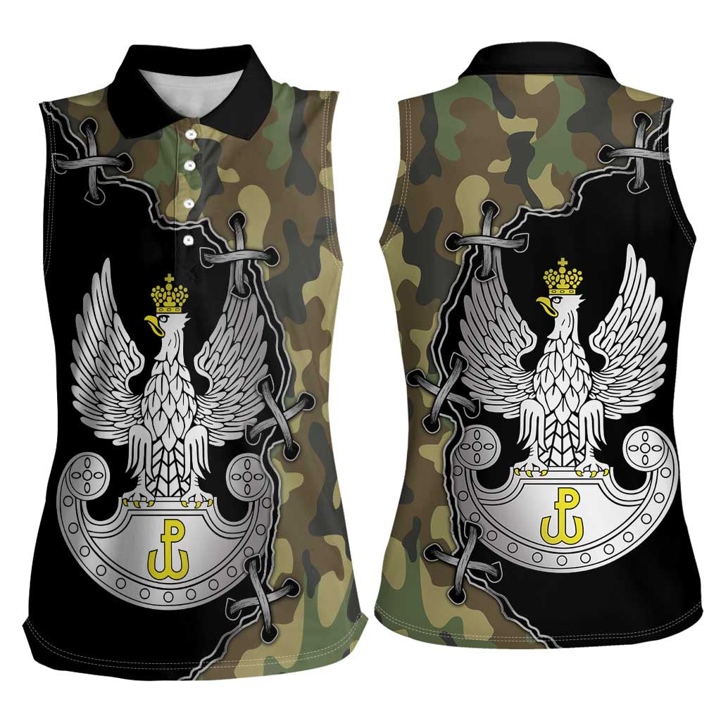 Poland Home Army Women Sleeveless Polo Shirt Armia Krajowa Military Eagle