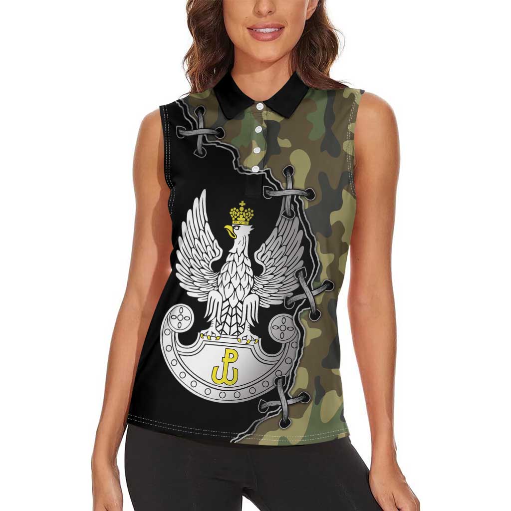 Poland Home Army Women Sleeveless Polo Shirt Armia Krajowa Military Eagle