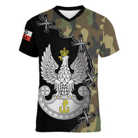 Poland Home Army Women V-Neck T-Shirt Armia Krajowa Military Eagle