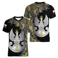 Poland Home Army Women V-Neck T-Shirt Armia Krajowa Military Eagle