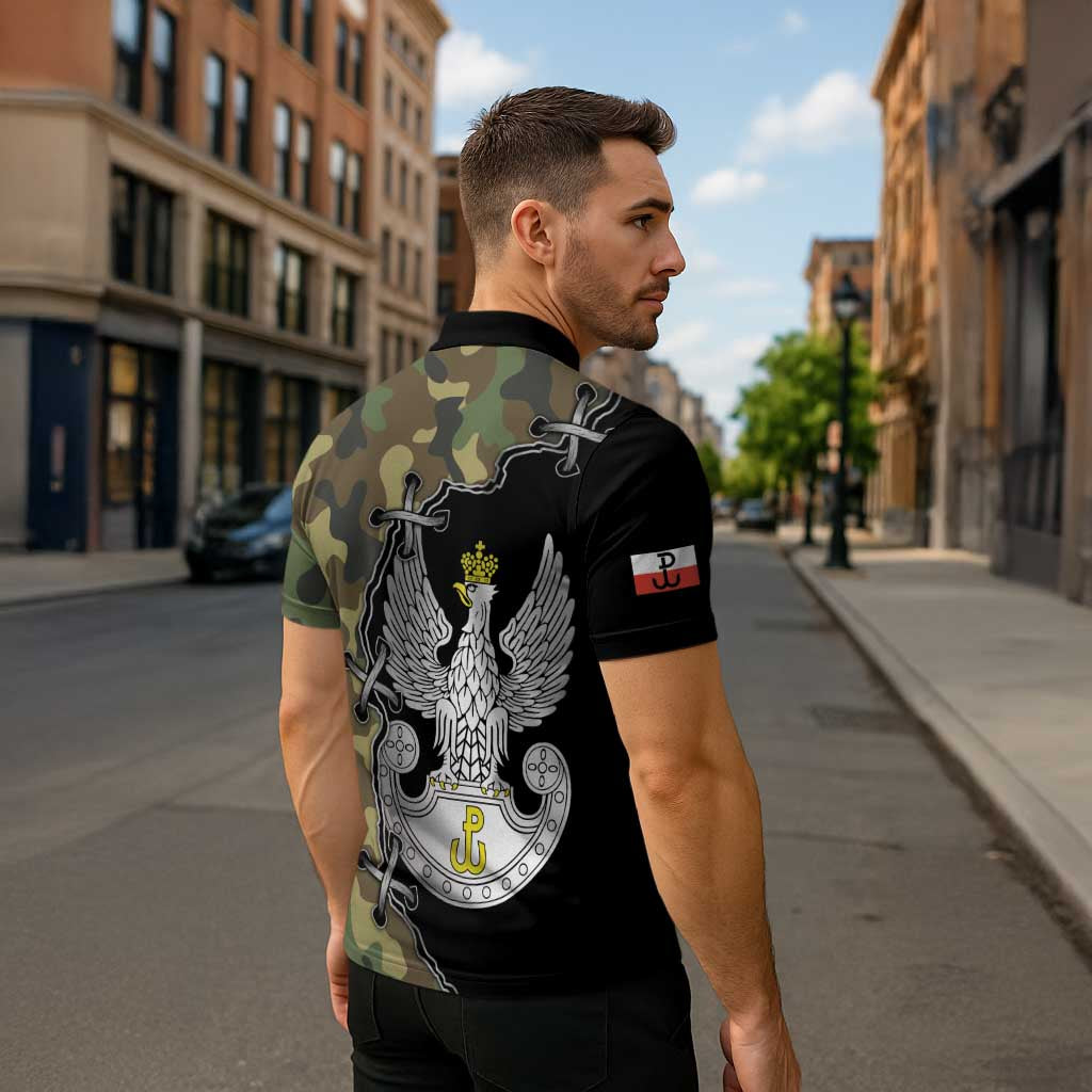 Poland Home Army Zipper Polo Shirt Armia Krajowa Military Eagle