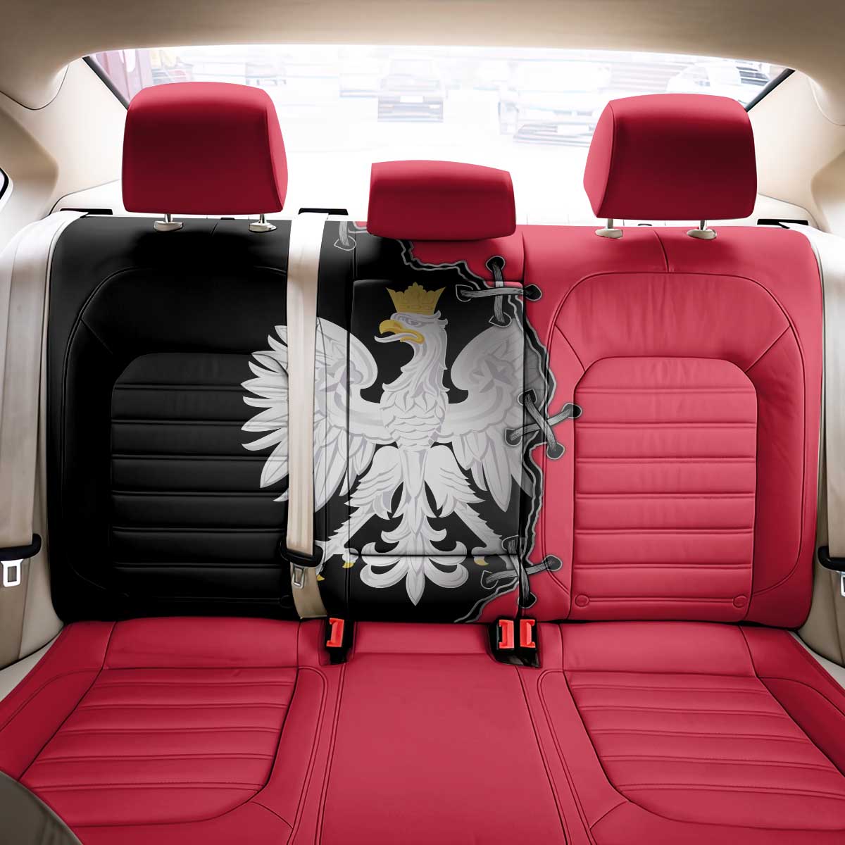 Poland White Eagle Back Car Seat Cover Polish National Coat of Arms Design