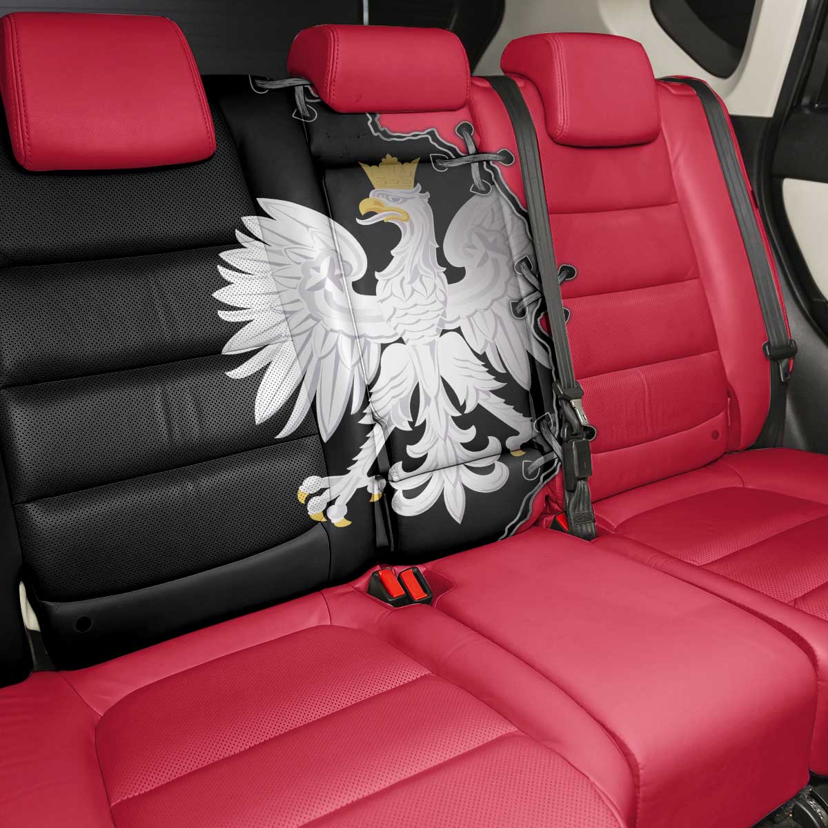 Poland White Eagle Back Car Seat Cover Polish National Coat of Arms Design