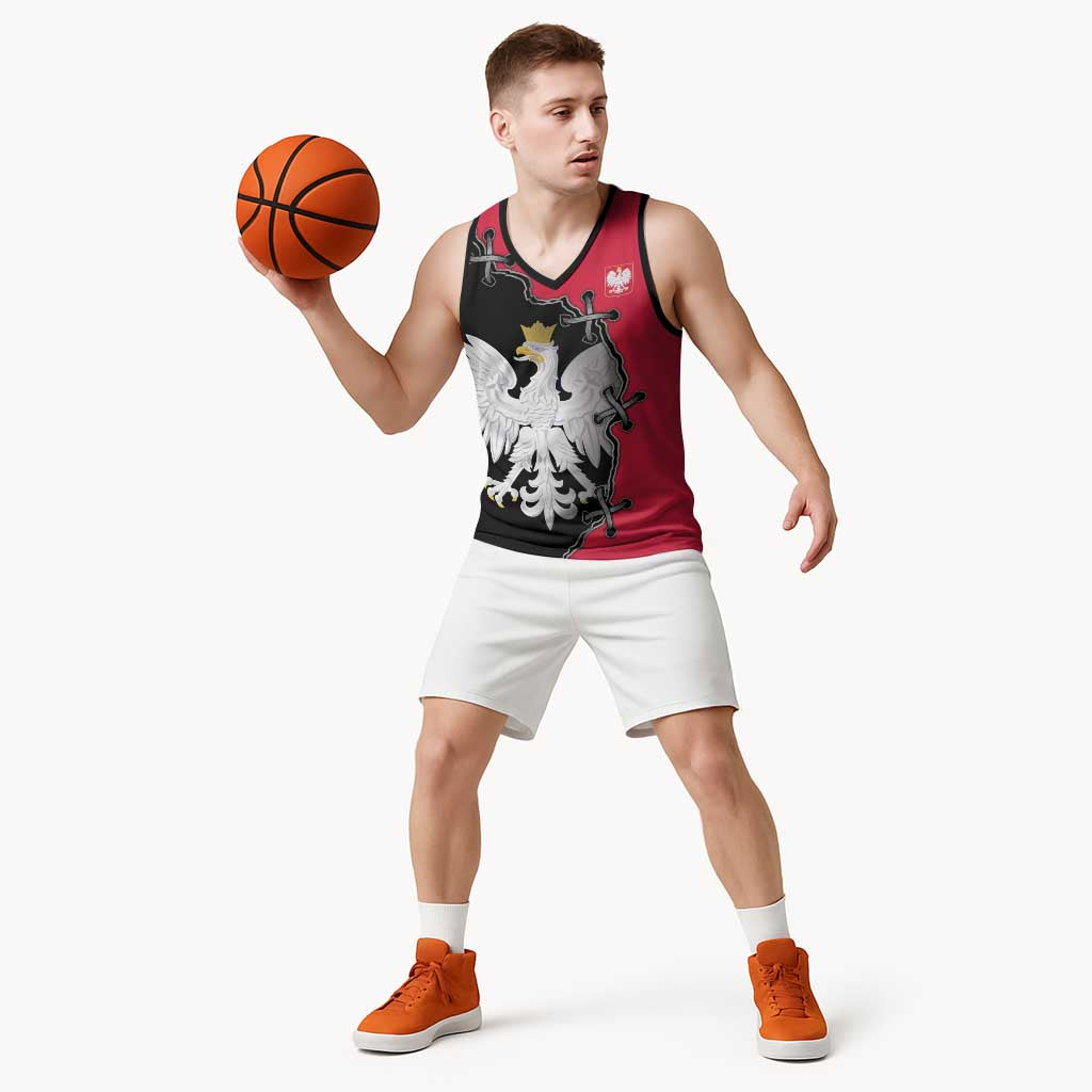Poland White Eagle Basketball Jersey Polish National Coat of Arms Design