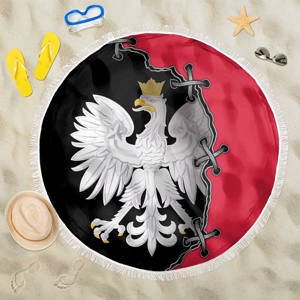 Poland White Eagle Beach Blanket Polish National Coat of Arms Design