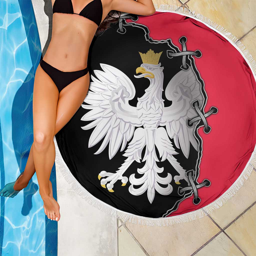 Poland White Eagle Beach Blanket Polish National Coat of Arms Design