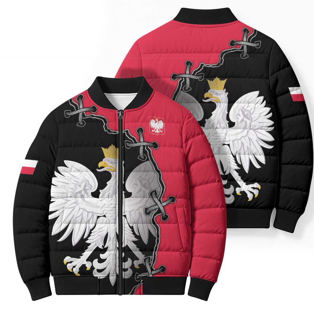 Poland White Eagle Bomber Puffer Jacket Polish National Coat of Arms Design