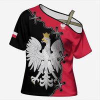 Poland White Eagle Cross Shoulder Shirt Polish National Coat of Arms Design
