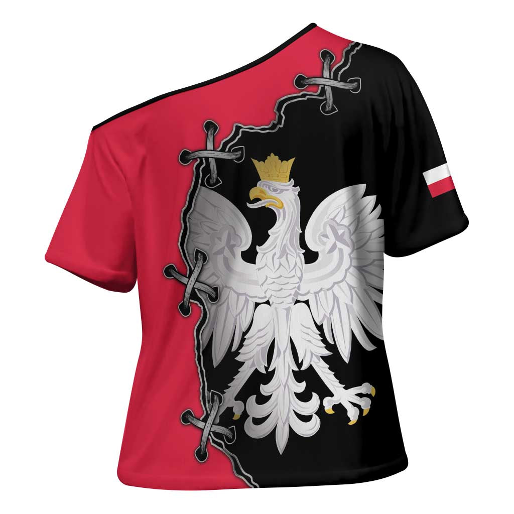 Poland White Eagle Cross Shoulder Shirt Polish National Coat of Arms Design
