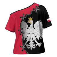 Poland White Eagle Cross Shoulder Shirt Polish National Coat of Arms Design