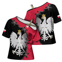 Poland White Eagle Cross Shoulder Shirt Polish National Coat of Arms Design
