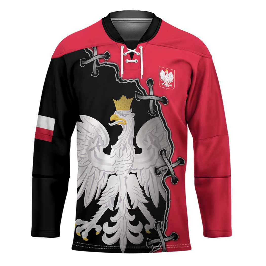 Poland White Eagle Hockey Jersey Polish National Coat of Arms Design