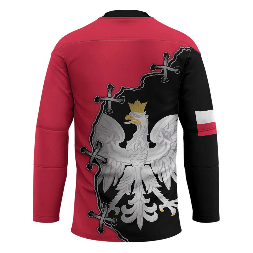 Poland White Eagle Hockey Jersey Polish National Coat of Arms Design