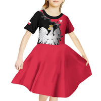 Poland White Eagle Kid Short Sleeve Dress Polish National Coat of Arms Design
